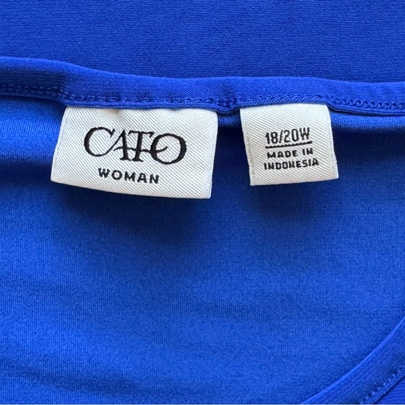 Cato Women’s 18/20W Royal Blue Tunic Top Side Slit Short Sleeve Casual Boss Lady - Picture 5 of 8
